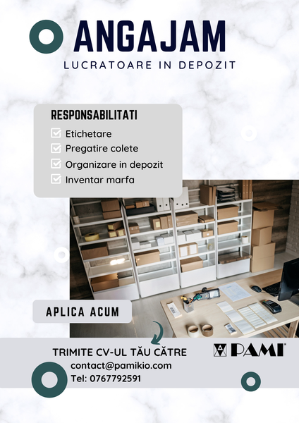 Asistenta manager, lucratoare in depozit, sofer, locatie Pipera- Calugareni